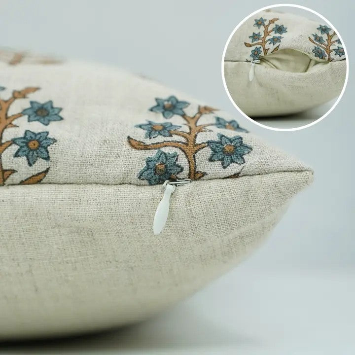 Artisan Hand Made Block Print Pure Linen Pillow Cover- Inderdhanush