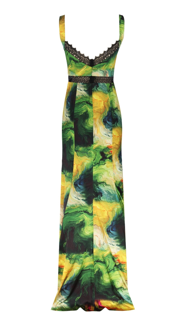 Lace Insert Floral Maxi Dress