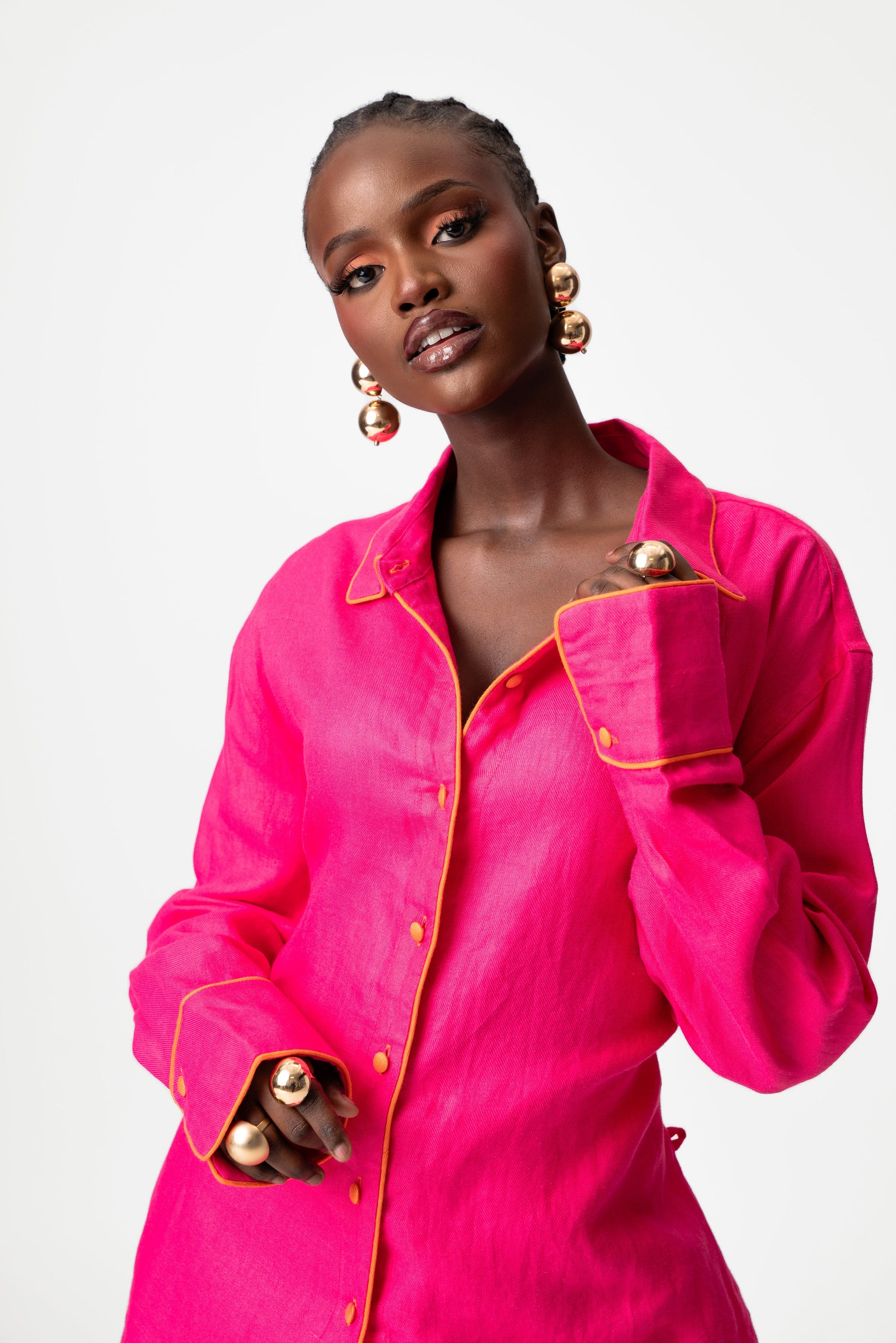 Linen NIKKI Button up Shirt in Pink