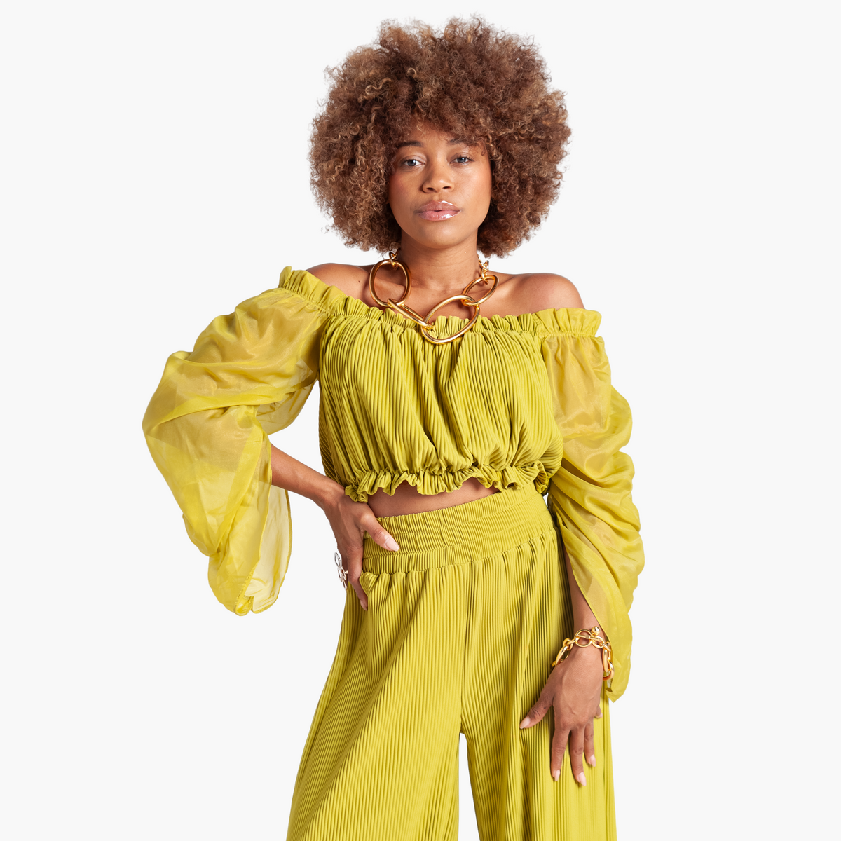 Off Shoulder Pleated Top