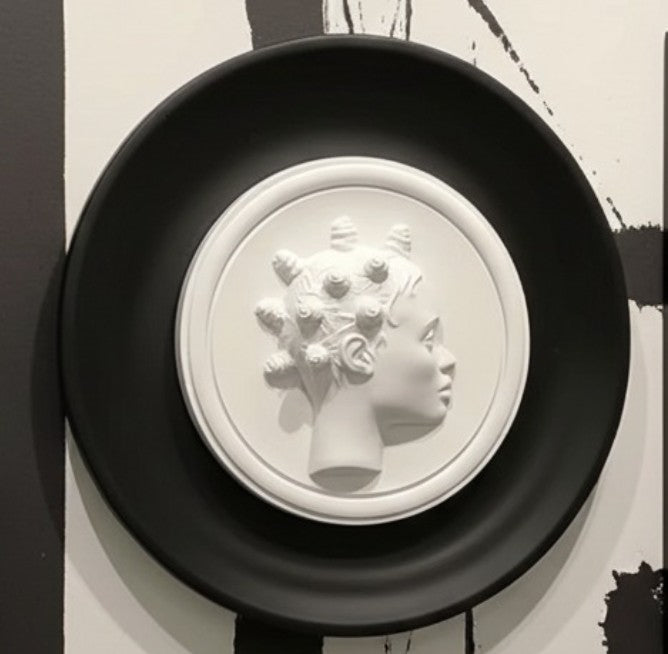 Bantu Knot Bas Relief Wall Sculpture
