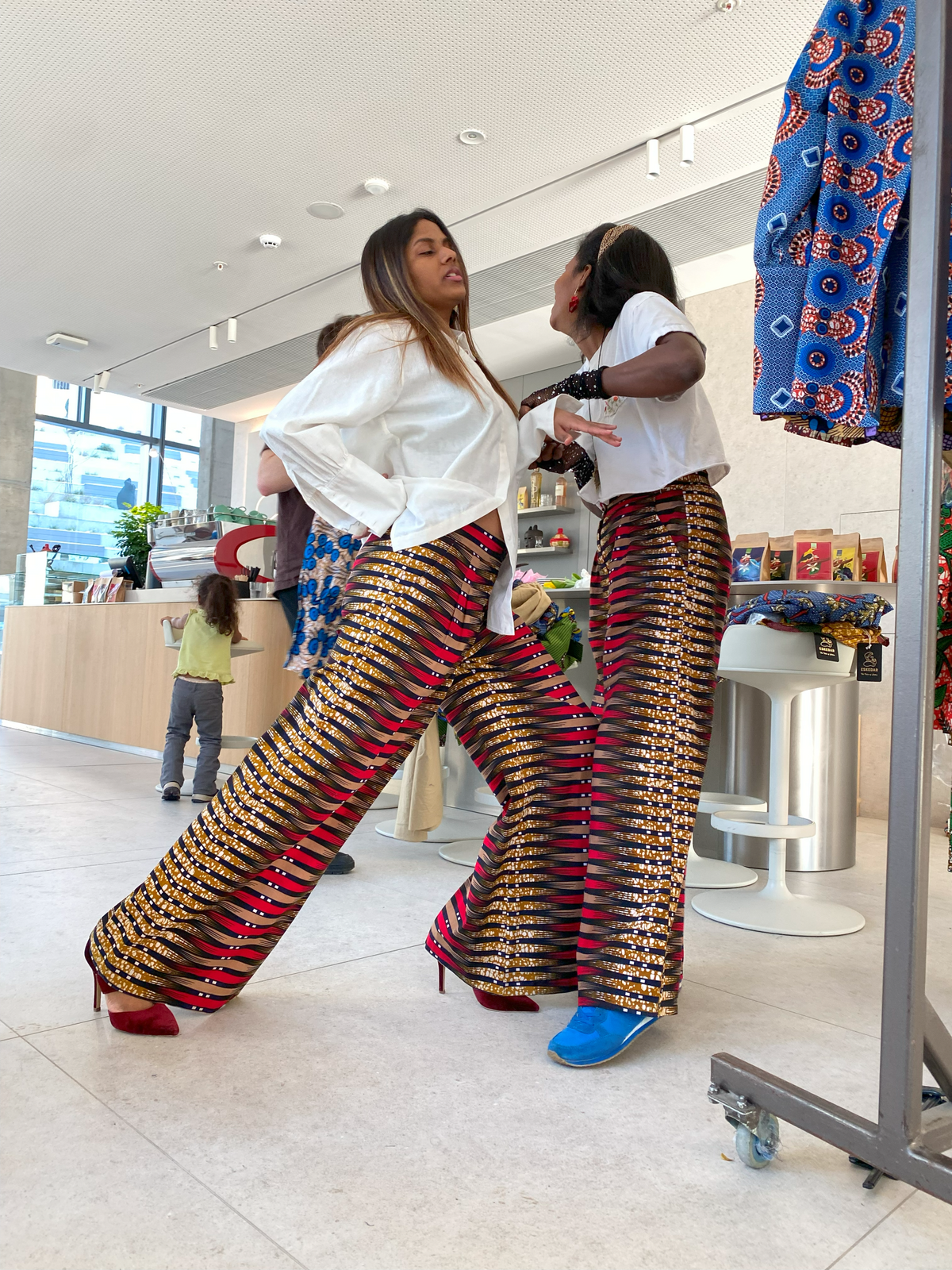Bright Red, Yellow, Black African Print Cotton Pants