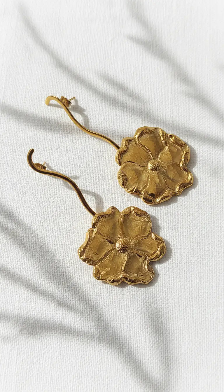 Luxe Gold Flower Earrings