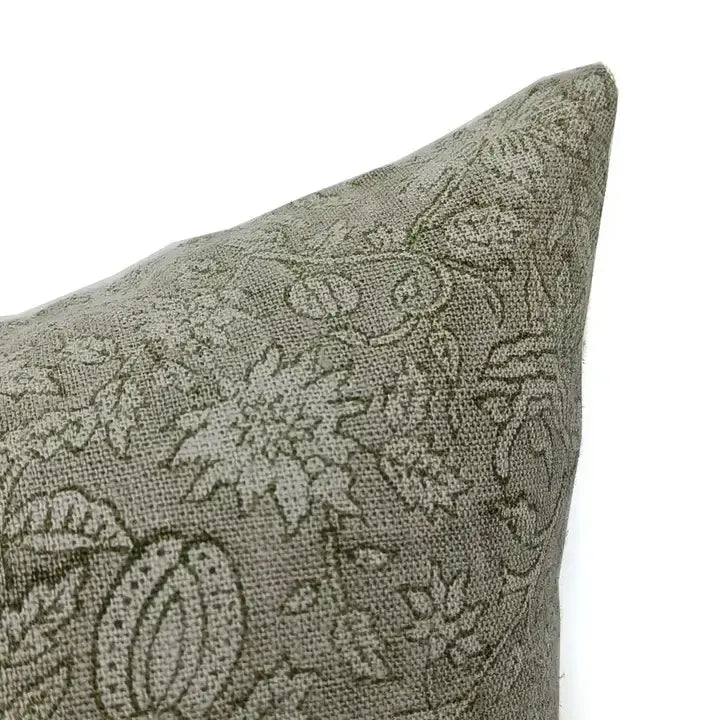 Boho Hanndmade Thick Linen Block Print Cushion Cover - Manikarnika