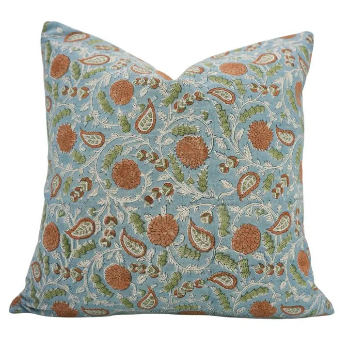 Traditional Hand Block Print Viscose Linen Pillow Cover - Gopi