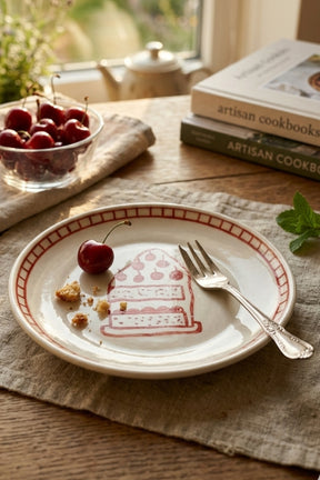 Ceramic Celebration Dessert Plate Red ( Set Of 2 ), 7 Inches