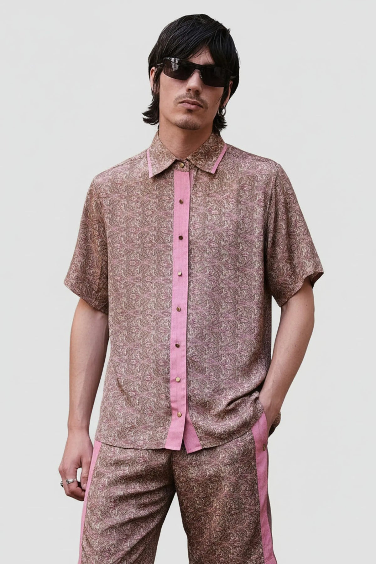 Paisley Motif Short Sleeve Shirt