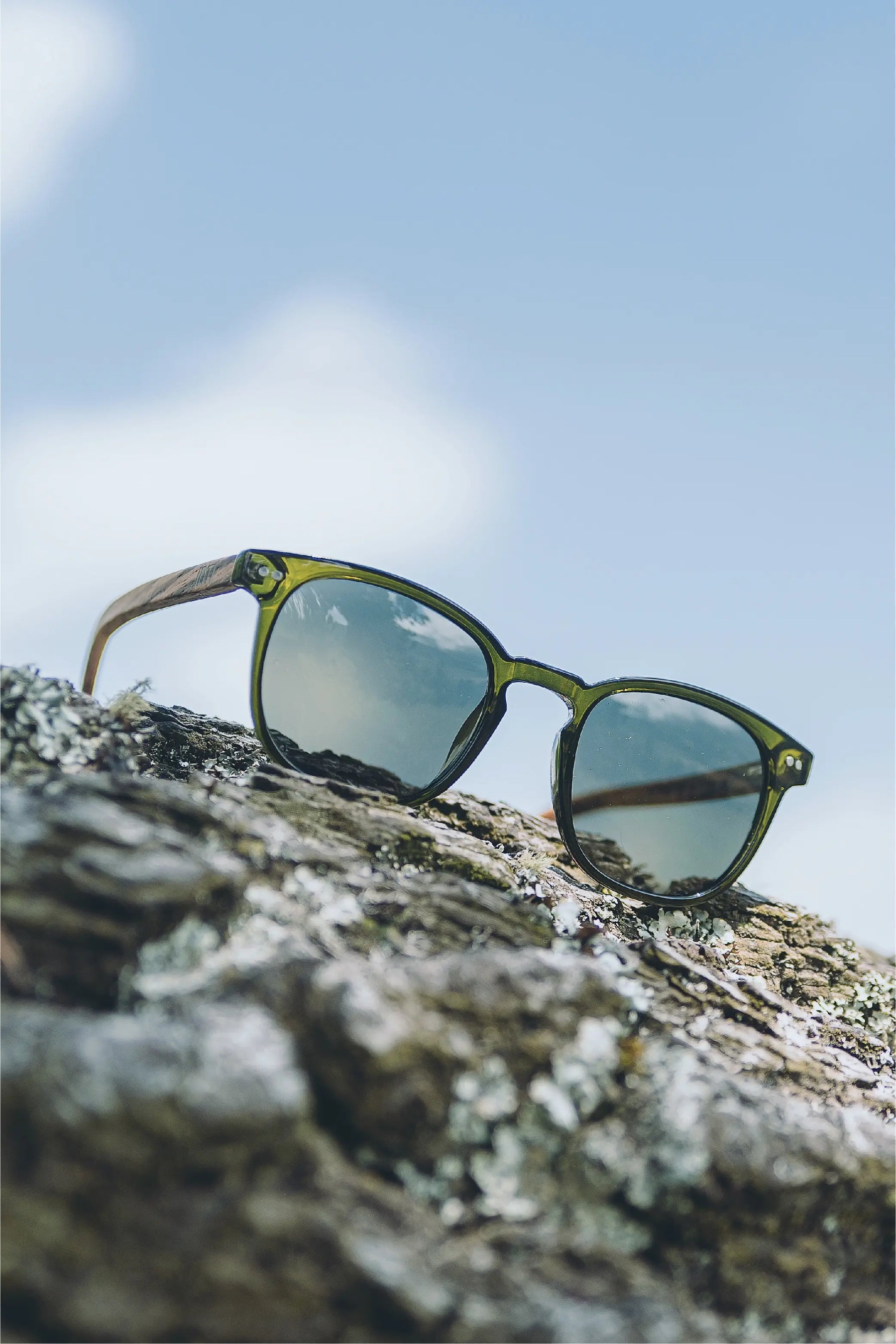 Translucent Green Wooden Sunglasses - INTI