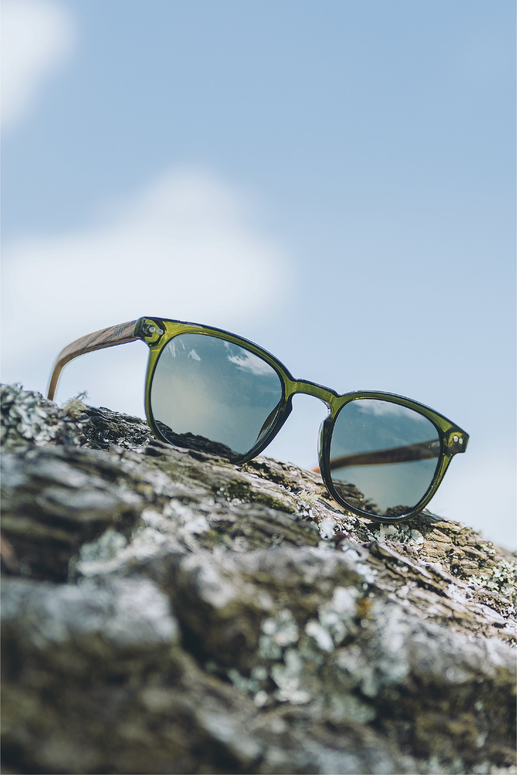 Translucent Green Wooden Sunglasses - INTI