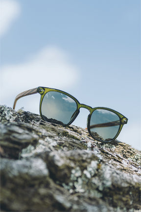 Translucent Green Wooden Sunglasses - INTI