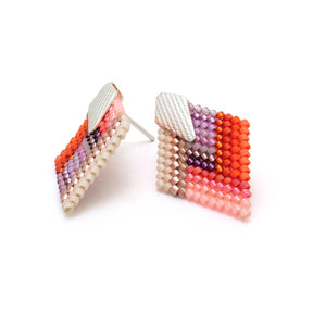 COLOR GEOMÉTRICO Miyuki Small Rhombus Silver Studs