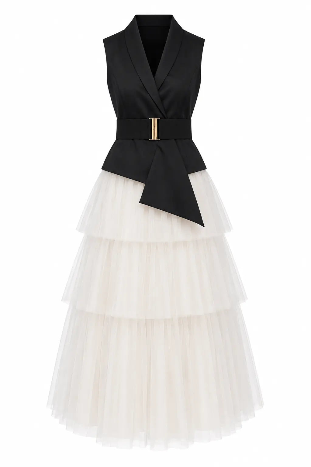 Ivory Layer Skirt & Black Waist Coat - Timeless Pairing