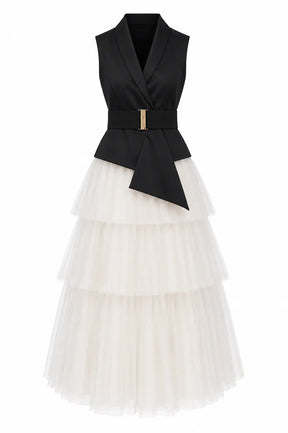 Ivory Layer Skirt & Black Waist Coat - Timeless Pairing