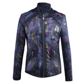 Black leather jacket with paint splatter details