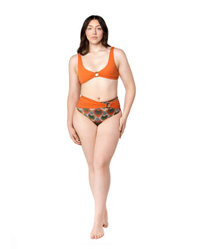 Palm Mirage Plunge Bikini Top in Spanish Orange