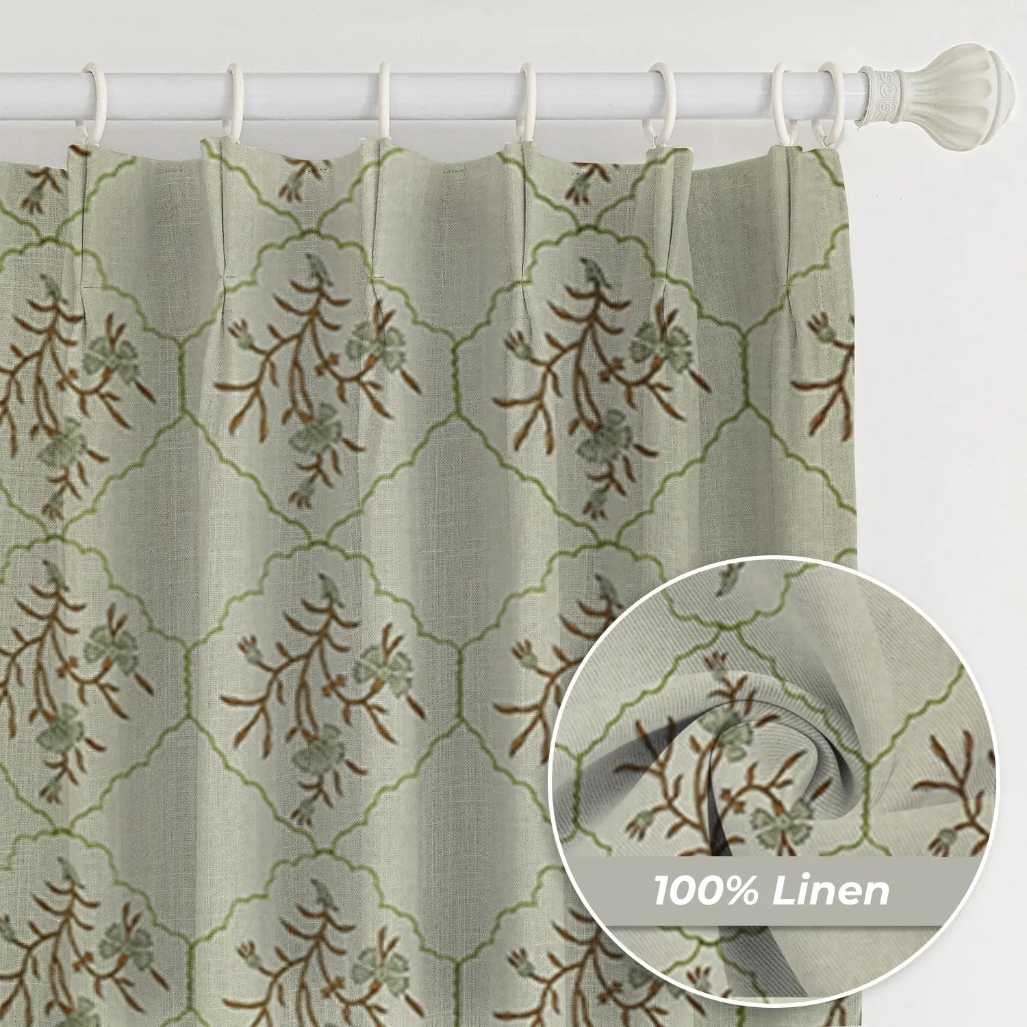 Boho Hanging Pure Linen Pleated Curtain  - Vidhya