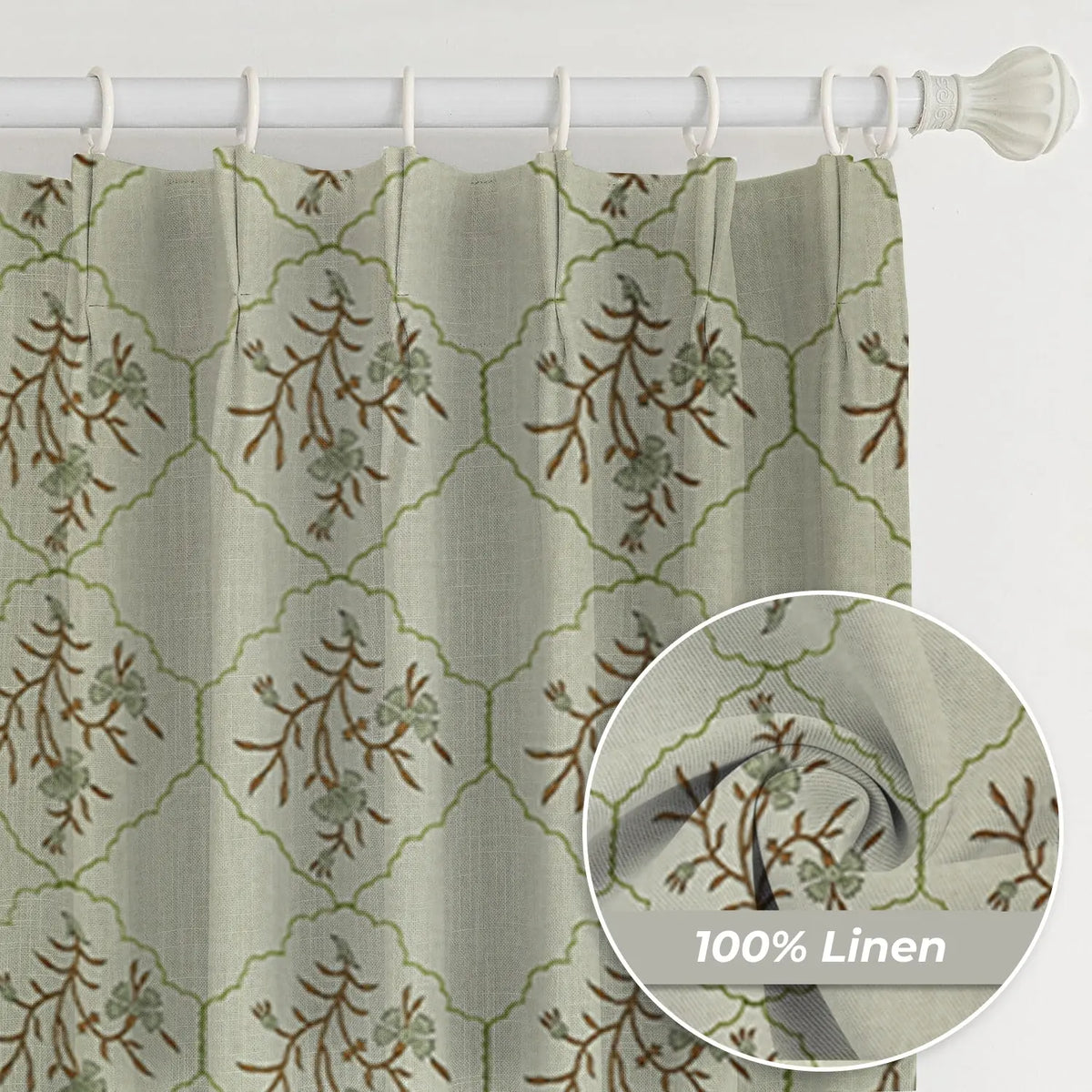 Boho Hanging Pure Linen Pleated Curtain  - Vidhya