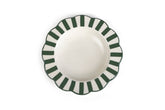 Ceramic stripe Salad Plate,  Olive green - 8.25 x 8.25 x 1.25 Inches