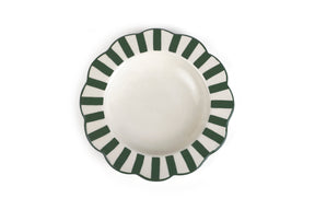 Ceramic stripe Salad Plate,  Olive green - 8.25 x 8.25 x 1.25 Inches
