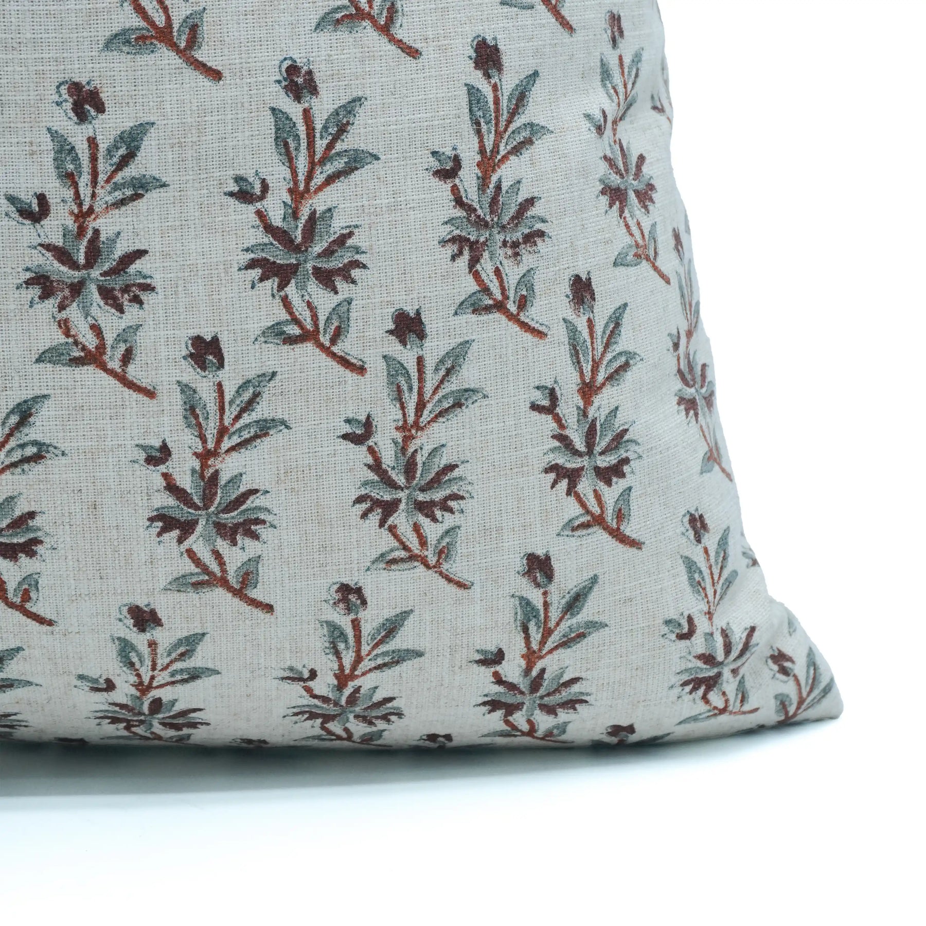 Handmade Indian Block Print Viscose Linen Cushion Cover - Deepika