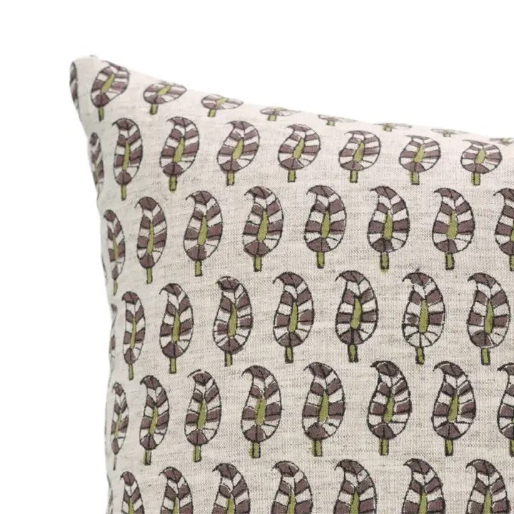 Boho Decor Hand Block Desgin Viscose Linen Cushion Cover - Lil Paisley