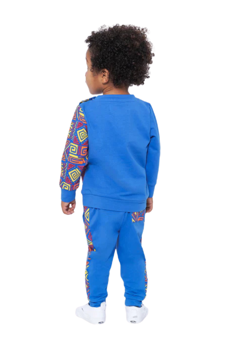 Mixed Up Clothing Baby Crewneck Sweatshirt and Jogger Pant Set Blue Multicolor