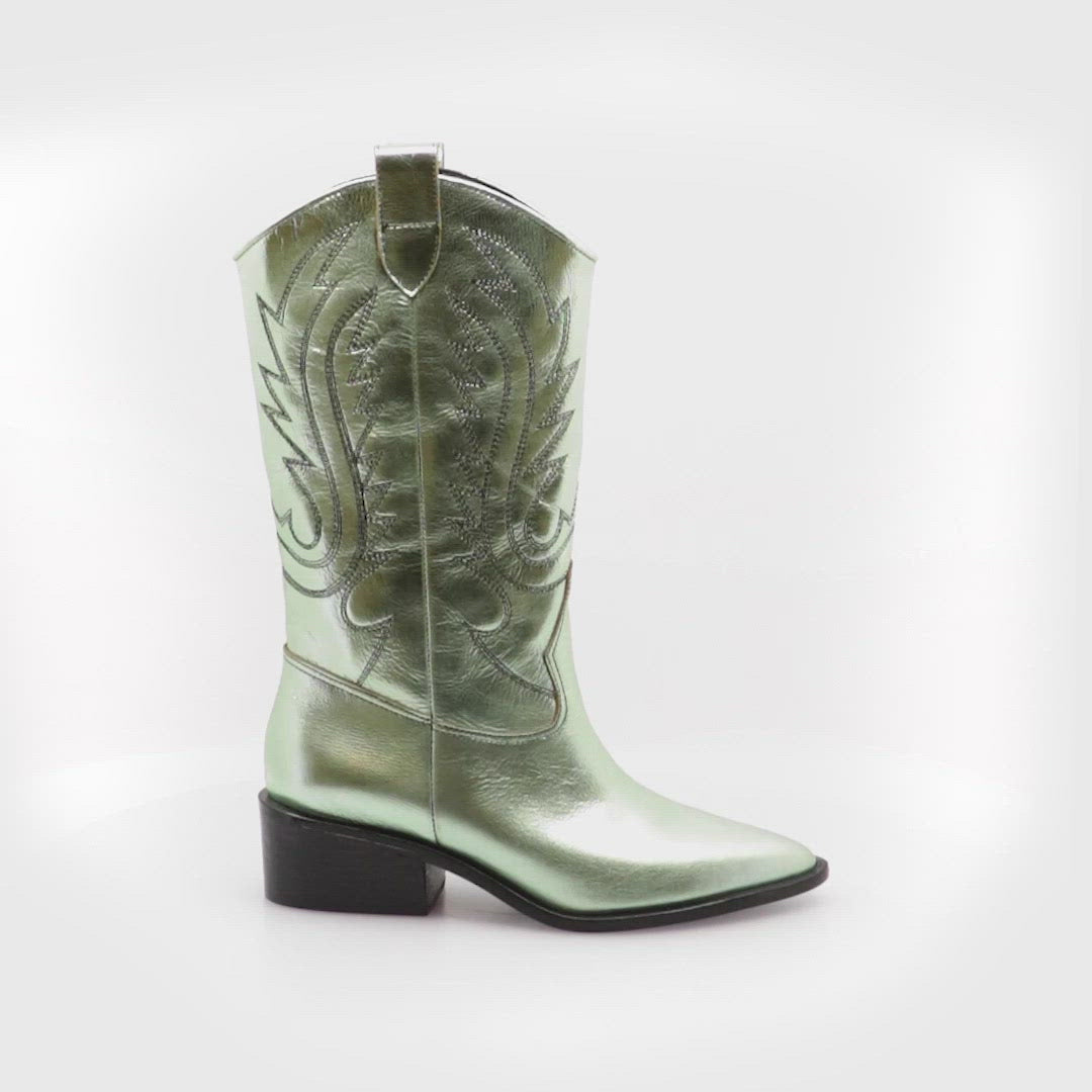 Shimmering Green Texan Boots Mest