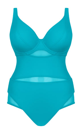 Curvy Kate Sheer Class Plunge Swimsuit Turquoise
