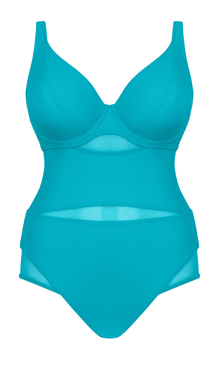 Curvy Kate Sheer Class Plunge Swimsuit Turquoise