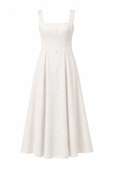 Pearl Blossom Embellished Dress –Ivory