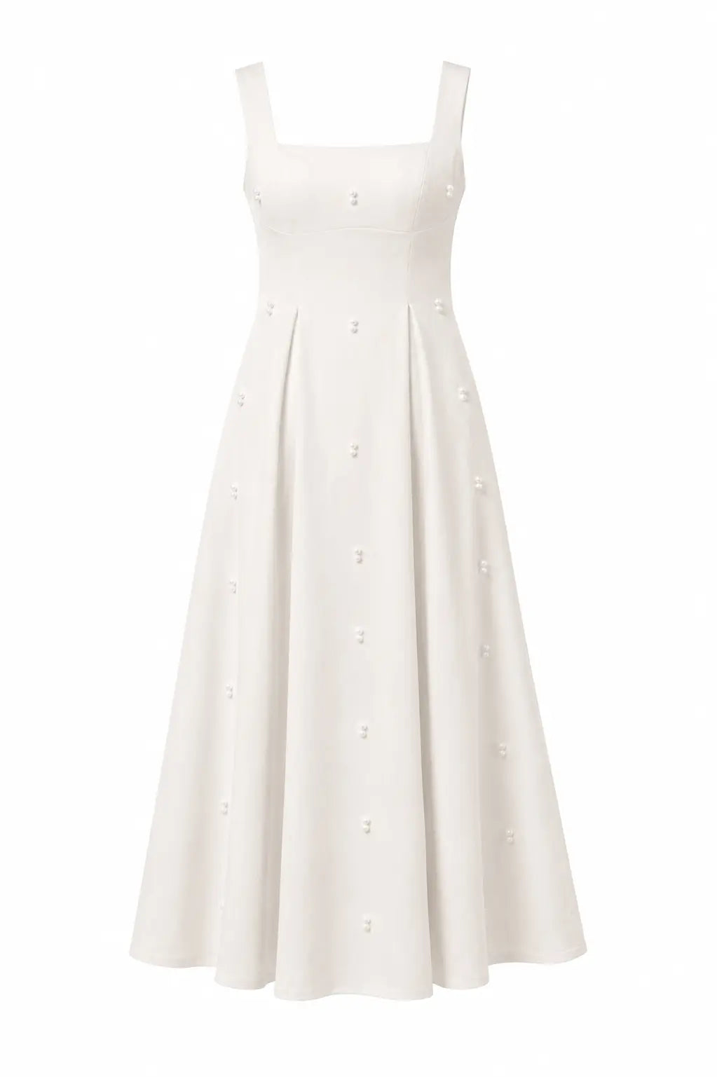 Pearl Blossom Embellished Dress –Ivory