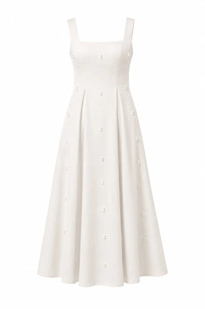 Pearl Blossom Embellished Dress –Ivory