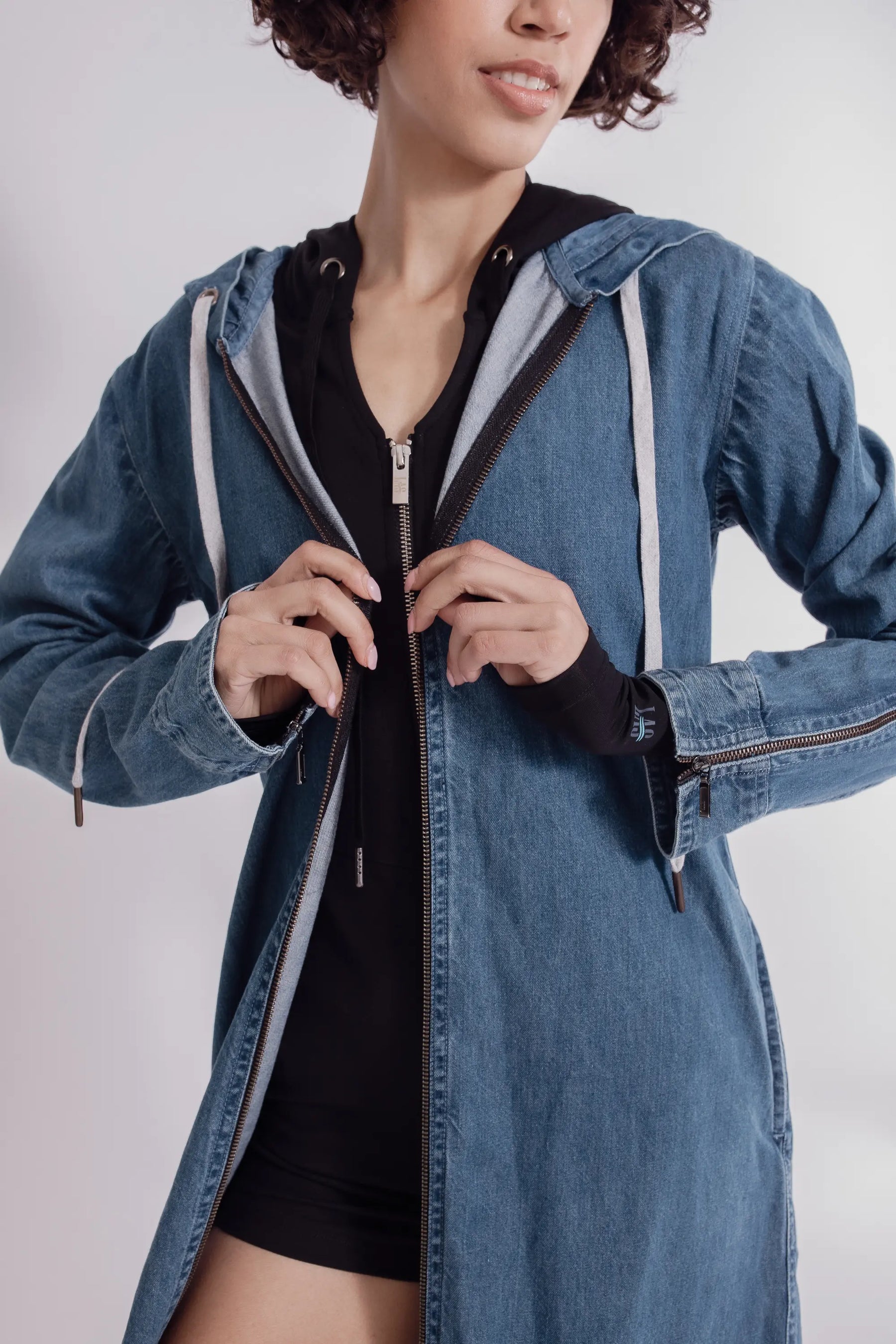 Com-pressi-on Me Denim Hoodie
