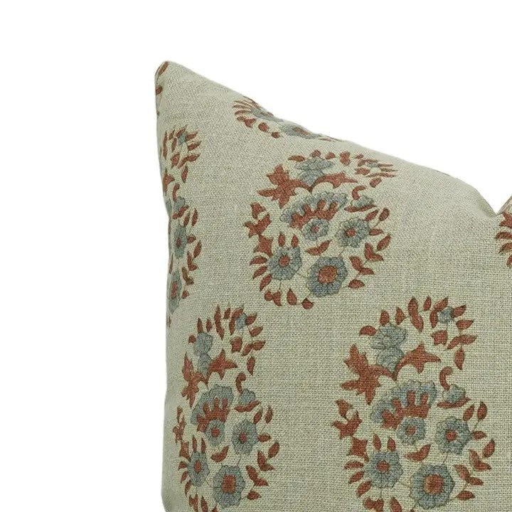 Floral Meadow Hand Block Pillow case Thick Linen - Anarkali