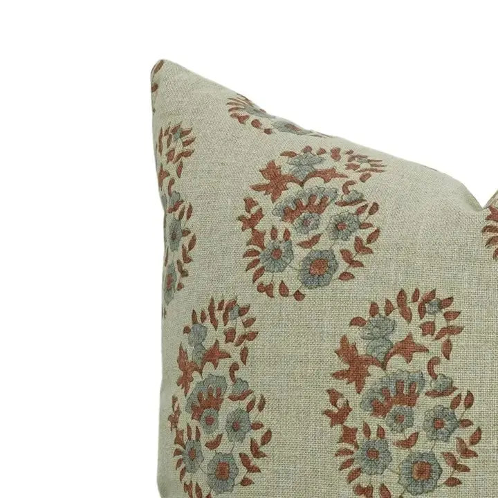 Floral Meadow Hand Block Pillow case Thick Linen - Anarkali
