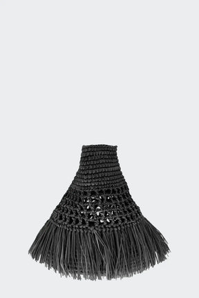 Paola Toquilla Straw Clutch Black