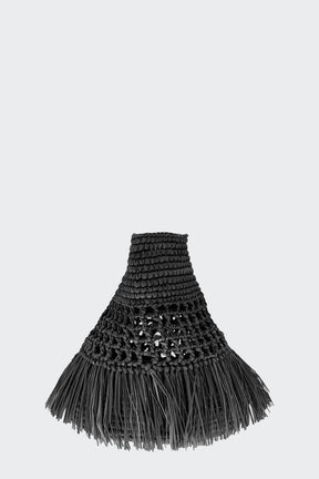 Paola Toquilla Straw Clutch Black