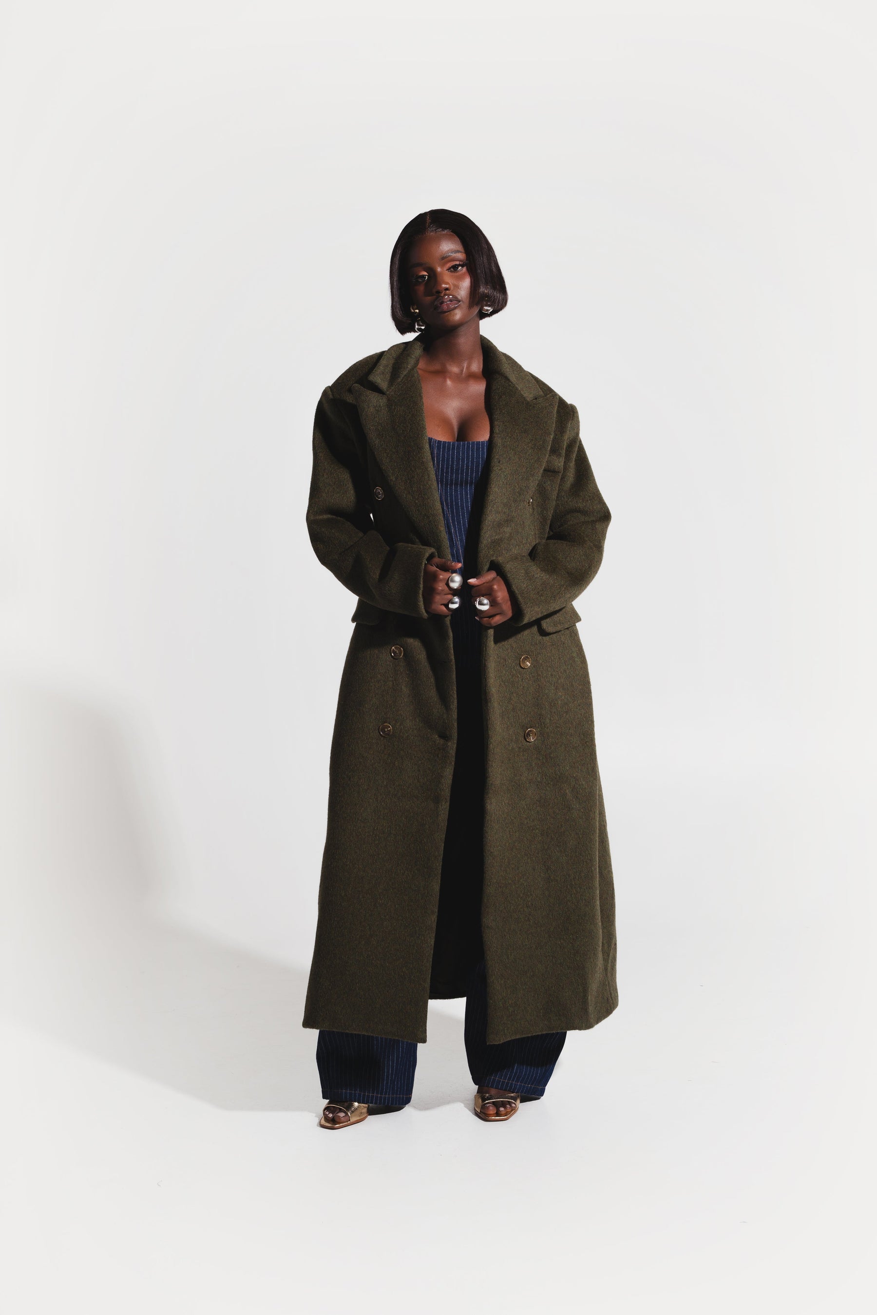 IMAN Wool Long jacket in OLIVE