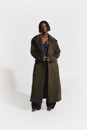 IMAN Wool Long jacket in OLIVE