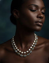 Baroque Pearl & Raw stone Necklace