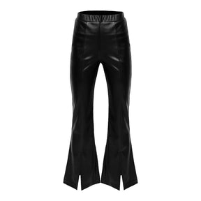 NINA FLARED BLACK LEATHER PANTS