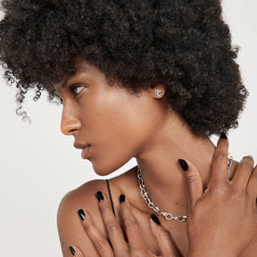 Hiba Studs With Diamonds in Silver