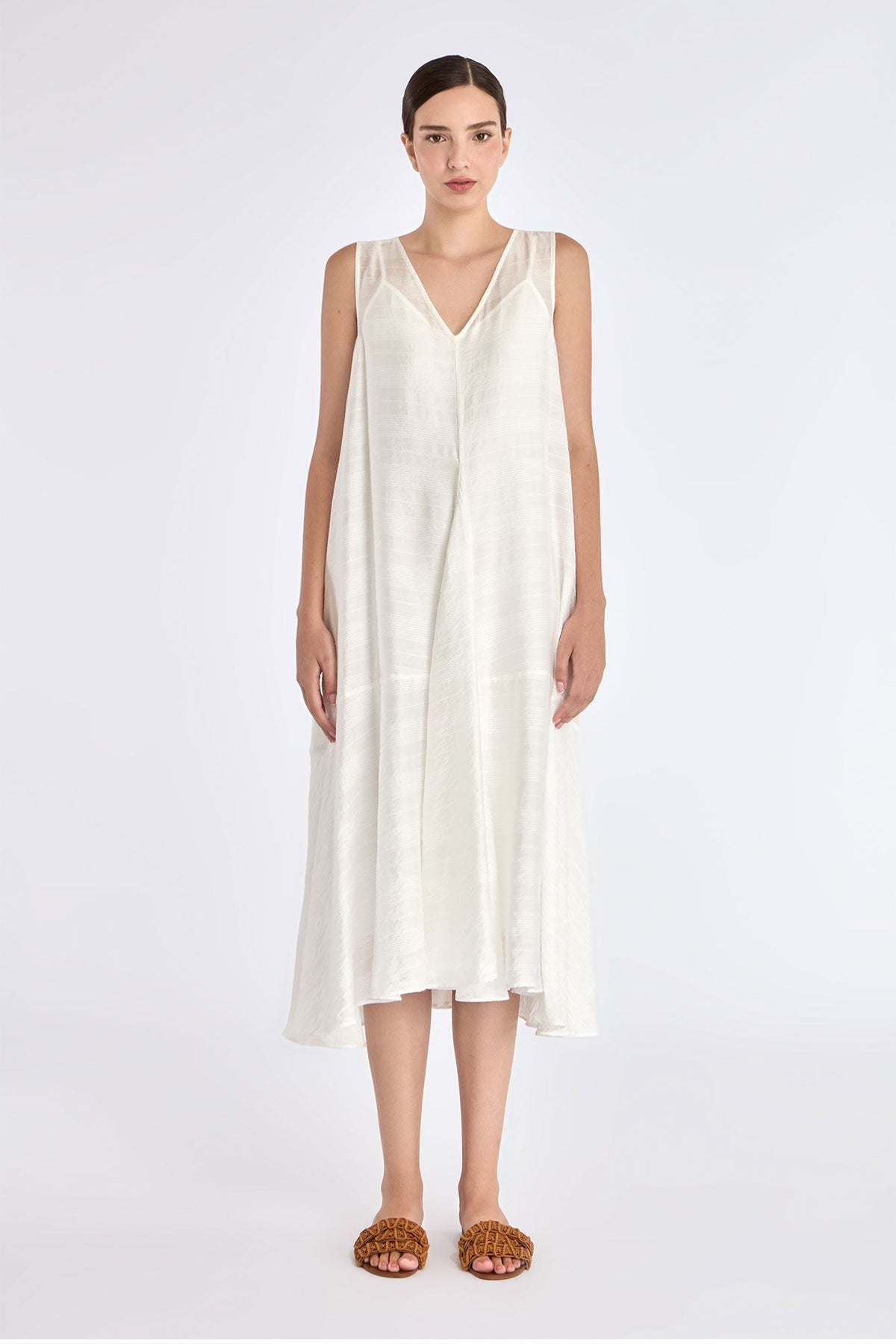 Lenox Godet Dress | Off White