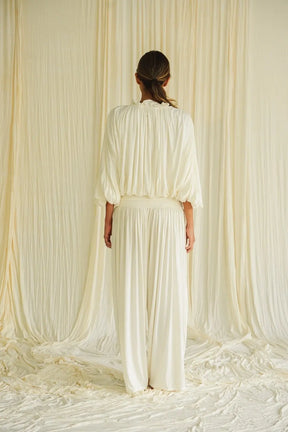 Quiet Top Ivory – Balloon Sleeve Tie Front