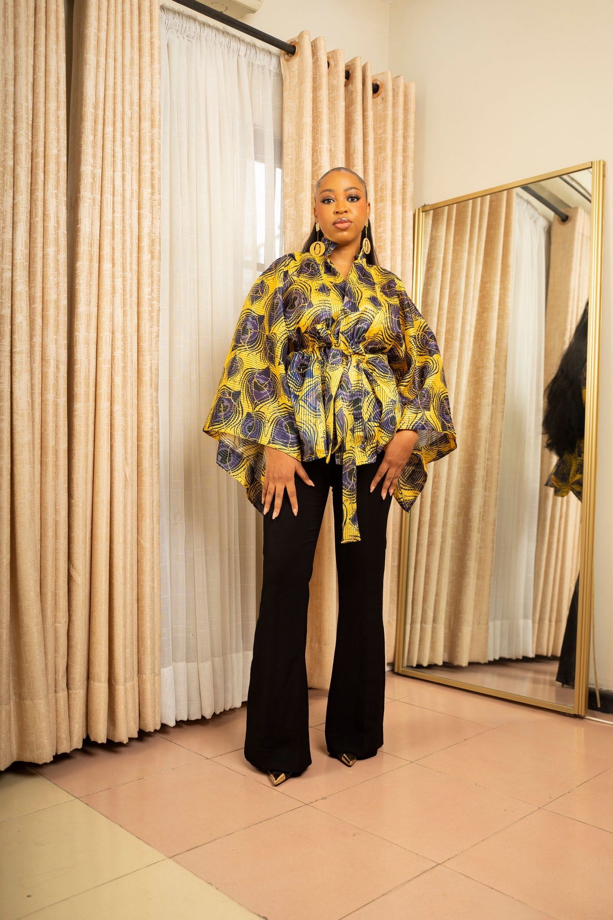 Yellow Kintsugi Print Kimono