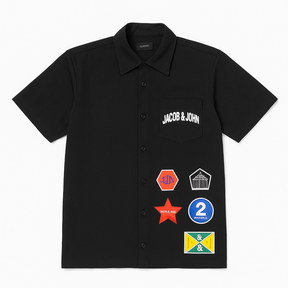 Black Logo Patch Cargo Shirt