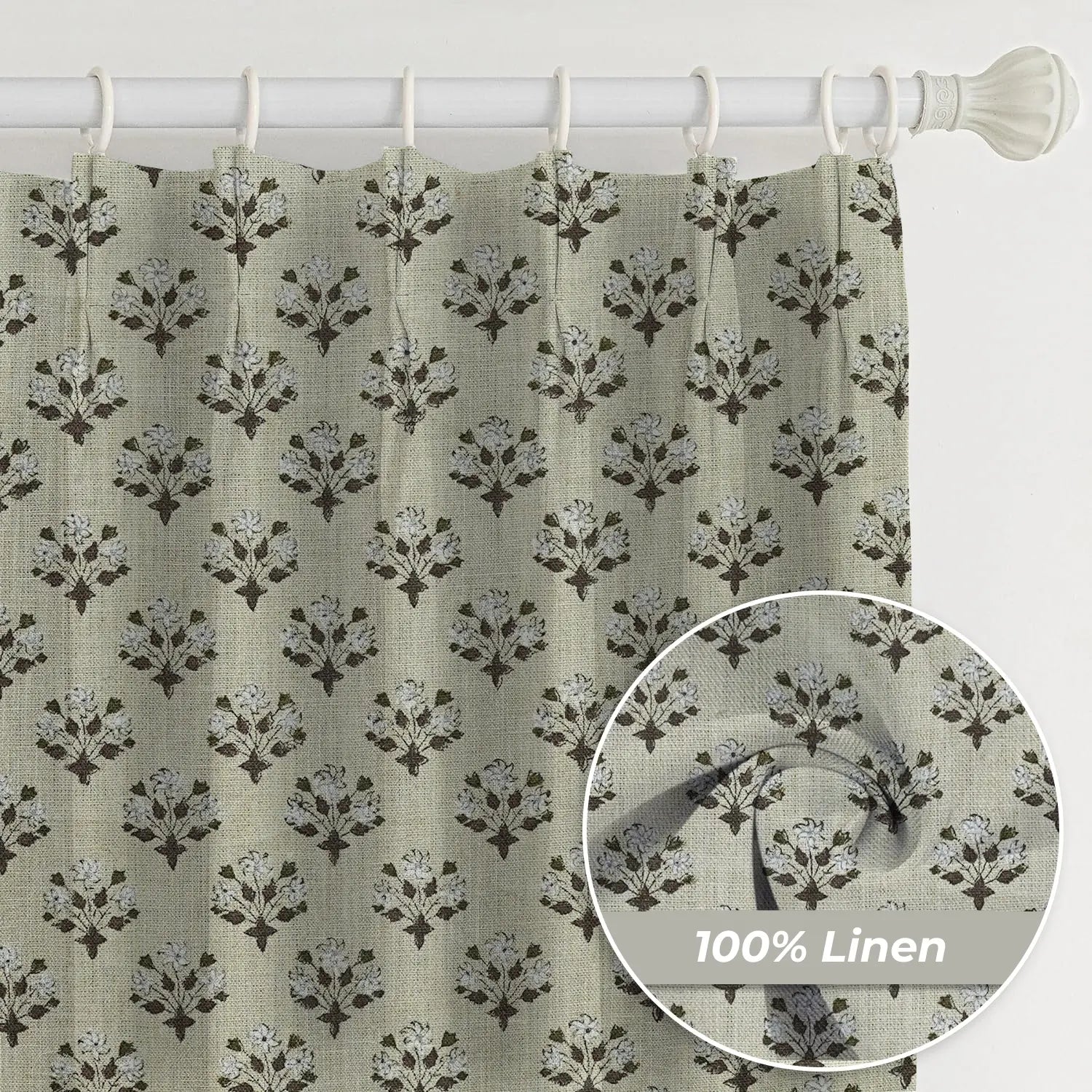 Designer Print Duck Canvas Window Curtain - Betal Leaf