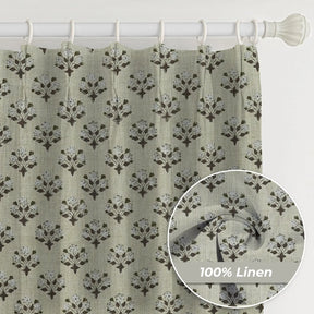 Designer Print Duck Canvas Window Curtain - Betal Leaf