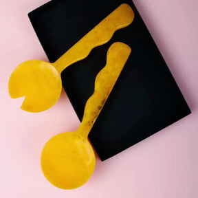 Resin Salad Server- Mustard (Set of 2), 12.40 x 3.93 Inches