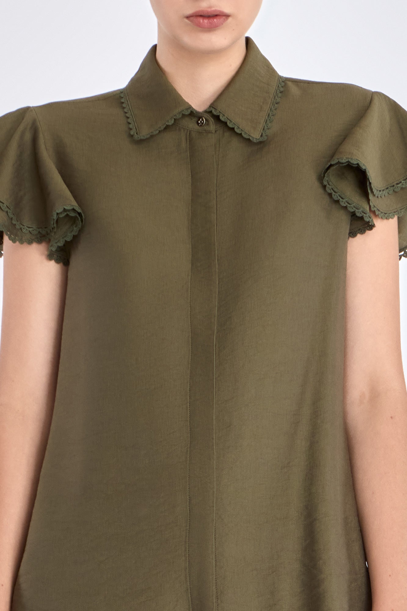Clark Ruffle Sleeve Blouse | Olive